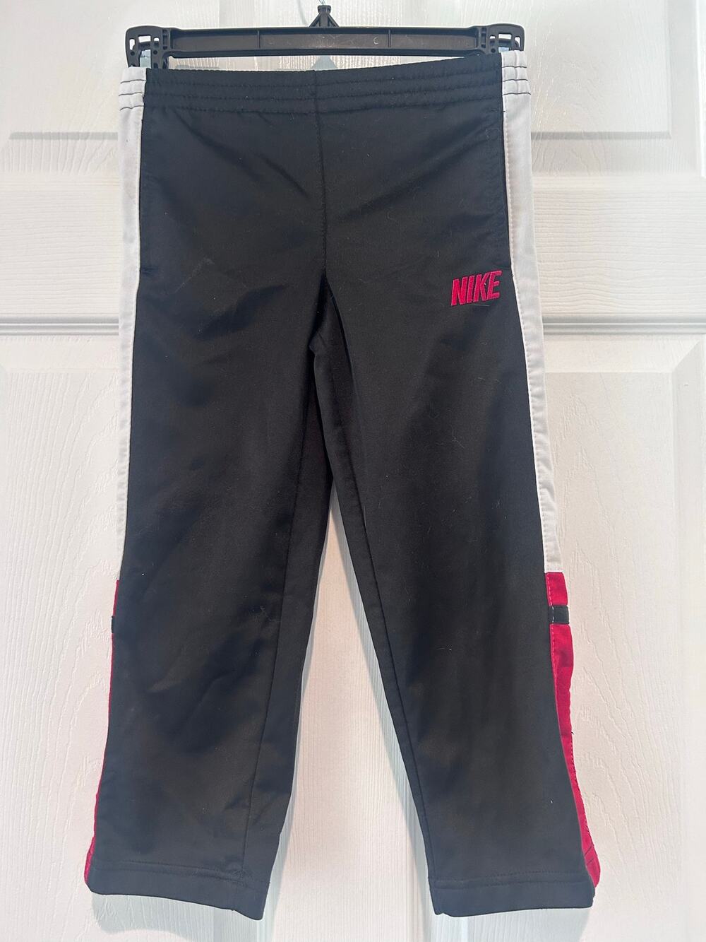 Nike Kids Track Pant Sz 4 Black Red White Dri Fit Activewear Back to School Play